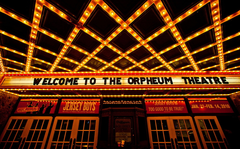 nightlife, Neon, sign, script, theatre, western script, red, low angle view, lights, 5K, building exterior, city, lighting equipment, night, led, Theater