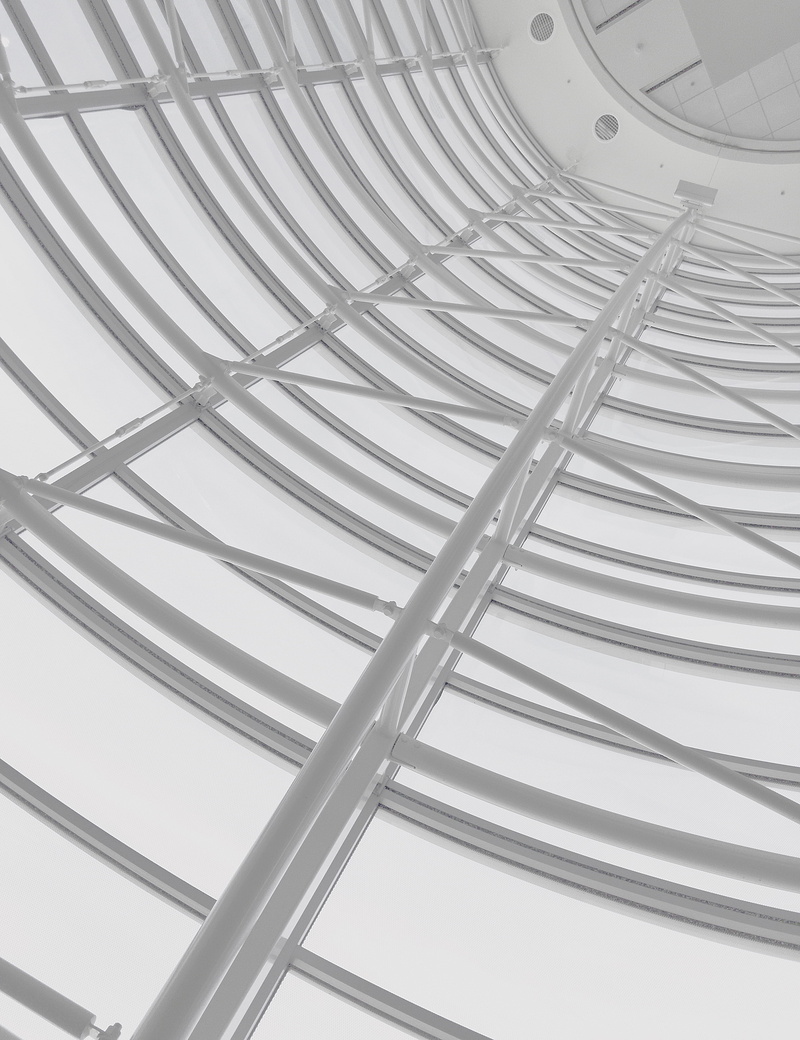 built structure, ceiling, architectural feature, day, still life, white, design, close-up, architecture, no people, alloy, metal, connection, center, staircase