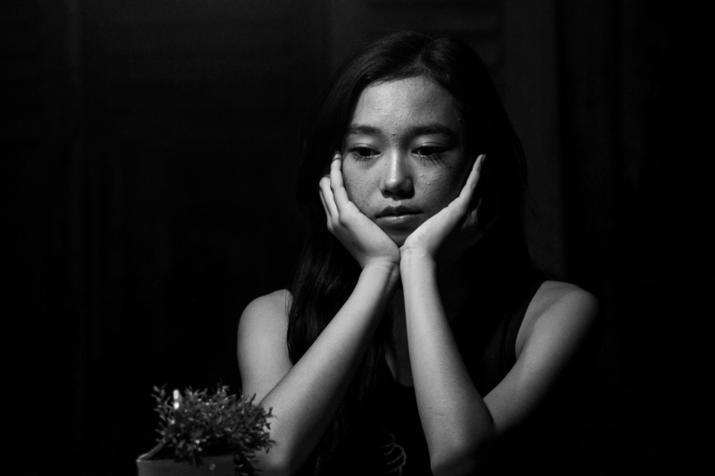 females, bnw, young adult, women, beauty, hairstyle, one person, dstable coffee and resto, lifestyles, indonesia, front view, contemplation, headshot, looking at camera