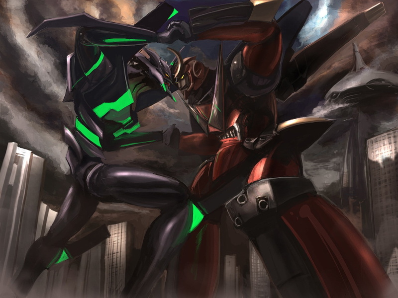 crossover, Neon Genesis Evangelion, Tengen Toppa Gurren Lagann, EVA Unit 01, 720P