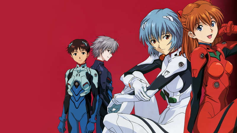anime, red background, Neon Genesis Evangelion, 4K