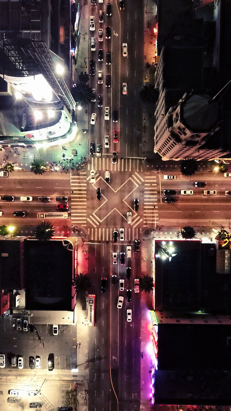 night, car, interior design, urban, united states, architecture, travel, building exterior, outdoors, street, la, indoors, traffic, building, scenery, cityscape