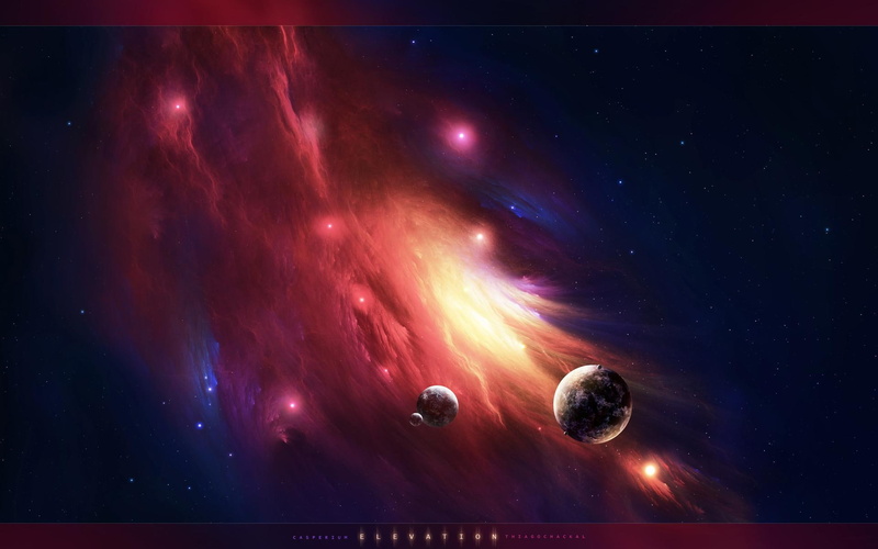 illustration, digital universe, 1080P, nebula, galaxy, elevation