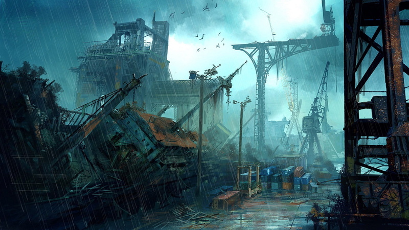 nature, construction site, smoke - physical structure, apocalyptic, day, architecture, water, built structure, outdoors, construction industry