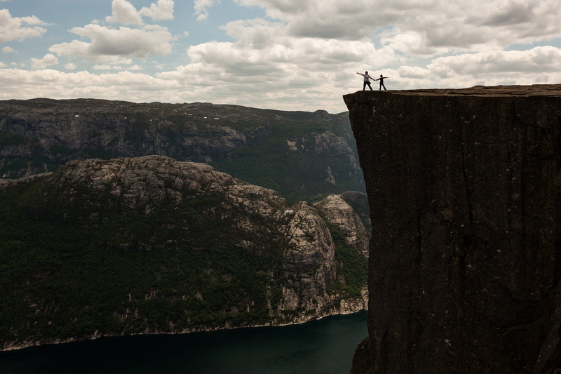 cloud - sky, stavanger, rock - object, nature, beauty in nature, cliff, adventure, outdoors, architecture, building exterior, norway, climbing, water, formation
