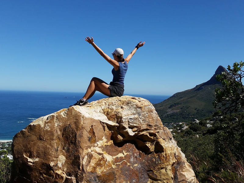 vacation, summer, full length, balance, relaxation exercise, rock - object, sitting, success, leisure activity, cape town, wellbeing, view, africa, yoga