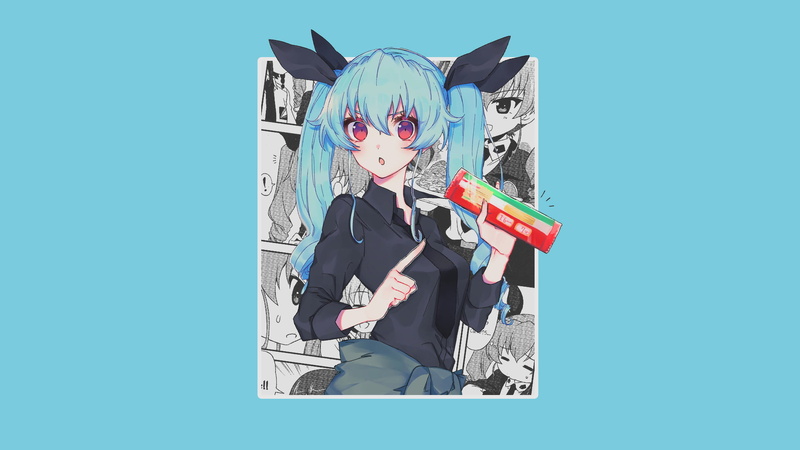 Anchovy (Girls und Panzer), Girls und Panzer, speech bubble, anime, 1080P, anime girls, simple background