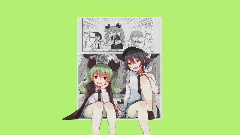 Girls und Panzer, Anchovy (Girls und Panzer), Pepperoni (Girls und Panzer), 1080P, anime, anime girls
