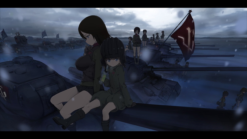 skirt, nonna, drink, boots, marshan, und, katyusha, panzer, snow, dark, 1080P, girls