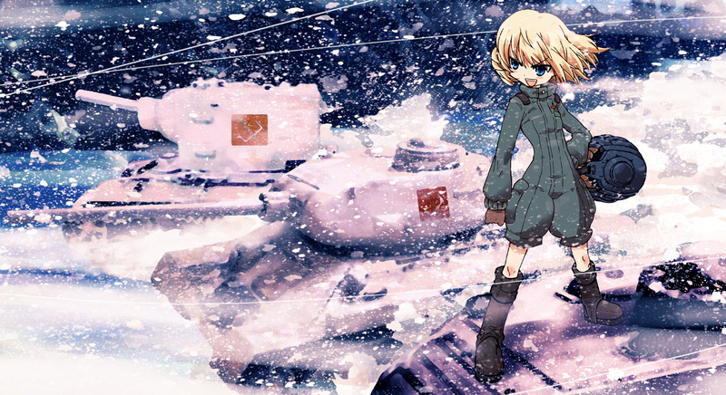und, 1080P, snow, ningen, panzer, katyusha, girls, plamo