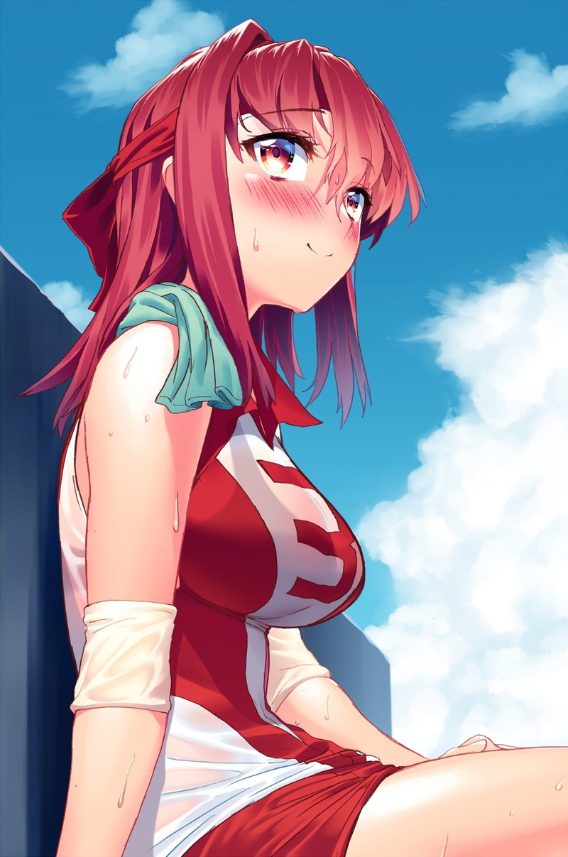 wind, adult, dyed red hair, cloud - sky, wet clothing, bra, clothing, females, outdoors, beautiful woman, see-through clothing, people, beauty, 1080P