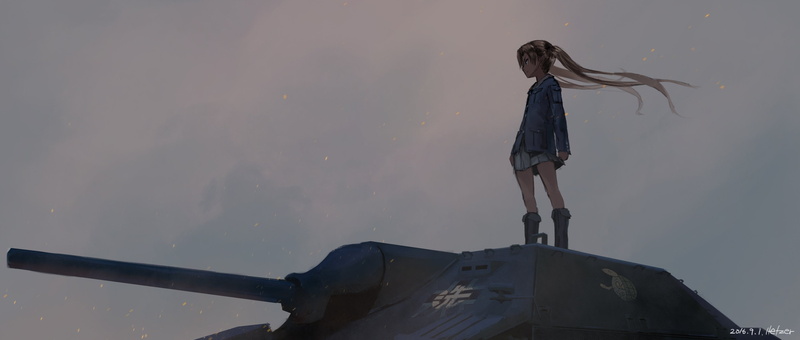 anime girls, Girls und Panzer, Kadotani Anzu, tank, uniform, Hetzer, 2K