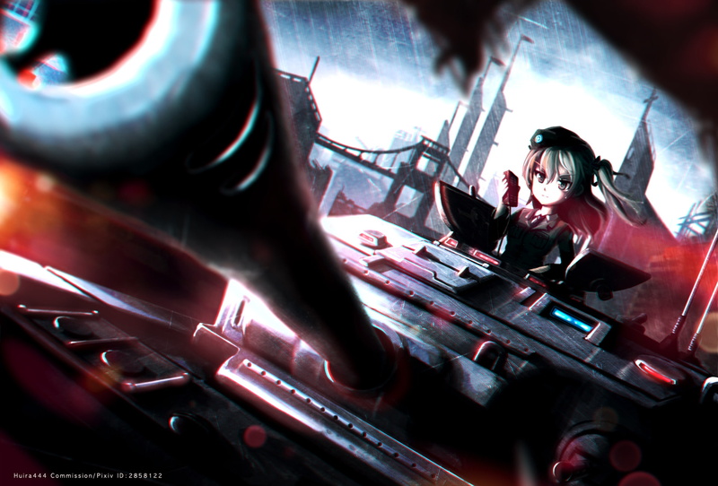 focus on background, occupation, Anime, technology, equipment, machinery, control, industry, manufacturing equipment, two people, young women, indoors