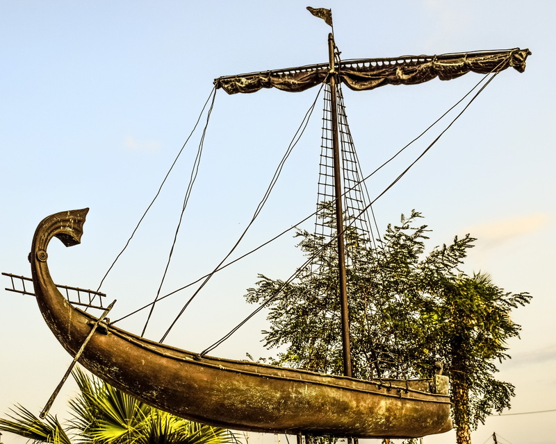 greek, argo, outdoors, boat, no people, obsolete, ship, sculpture, fairground, architecture, low angle view, volos, nautical vessel, 4K, day, tree, greece