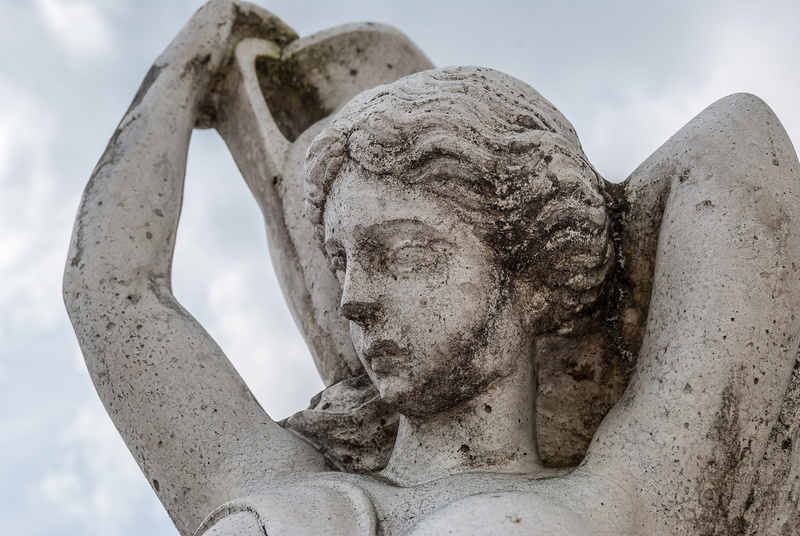 craft, stone, representation, old, low angle view, male likeness, Greek, water, stone figure, cloud - sky, Statue, no people, face, Spring, figure, close-up