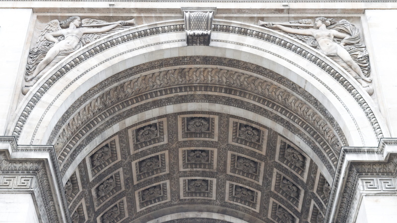 low angle view, triumph, art and craft, ceiling, de, the past, carving, craft, built structure, day, pattern, design, ornate, tourism, statue, larc de triomphe de letoile