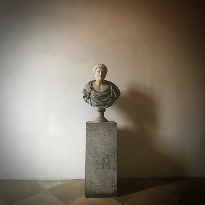 people, female likeness, front view, indoors, religion, white, roman, stand, art and craft, marble, male likeness, münchen, 2K, statue, head, spirituality