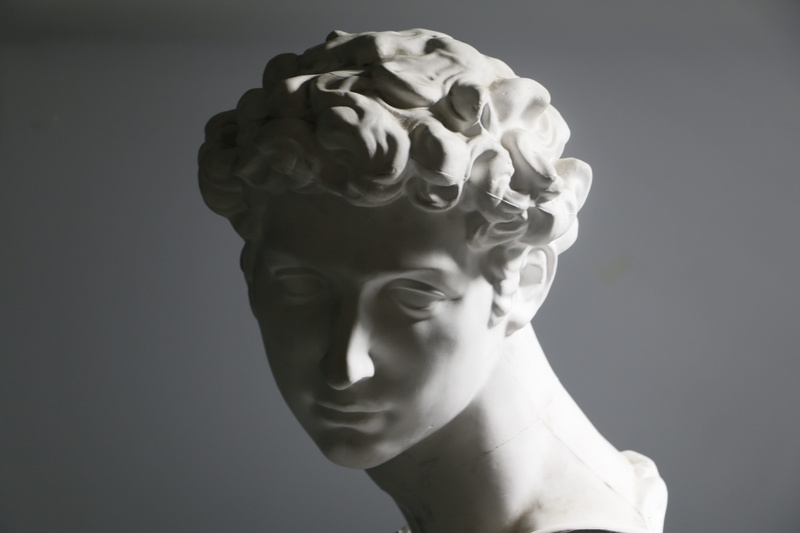 Bust, prototype, creativity, marble, Plaster, head, sculpture, human body part, gray background, human face, one man only, craft, single object, male likeness