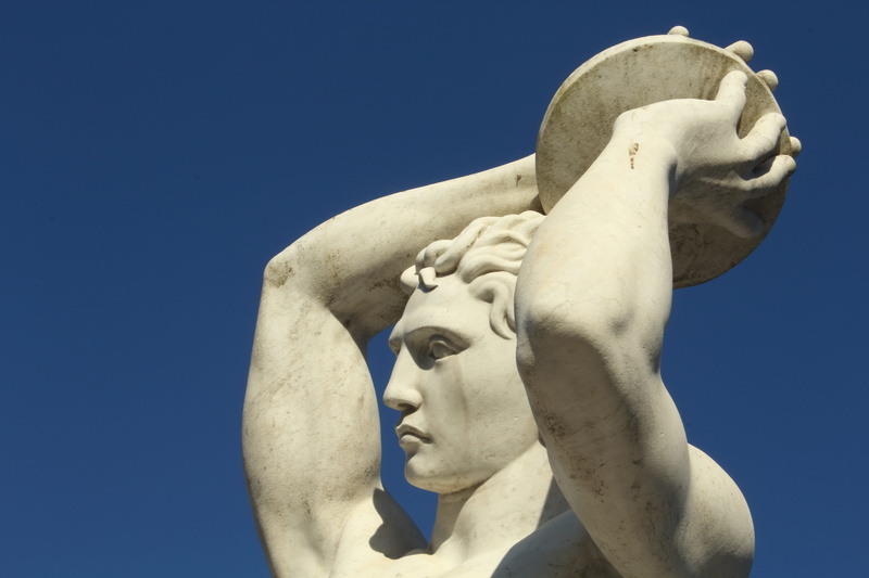 Marble, creativity, clear sky, blue, man athletic, Marbles, athletic, sky, craft, archer, blue sky, sculpture, Stage, architecture, disco, day, italy, representation