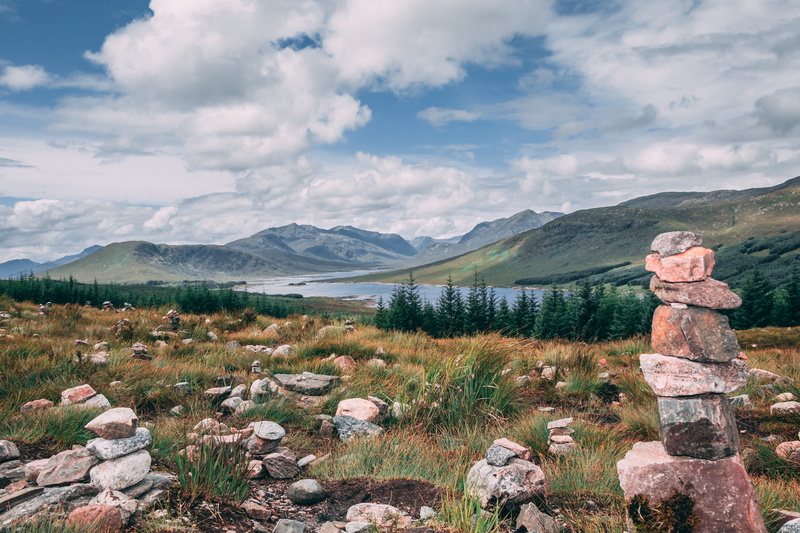 united kingdom, scottish highlands, rock, no people, loch, fort augustus, trees, non-urban scene, solid, field, tranquil scene, 5K, stonetowers, day, lake