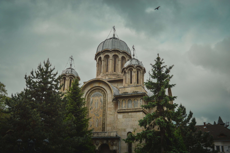 building exterior, landscape, plant, place of worship, low angle view, architecture, sky, dome, dramatic, 4K, baroque, drama, romania, religion, building