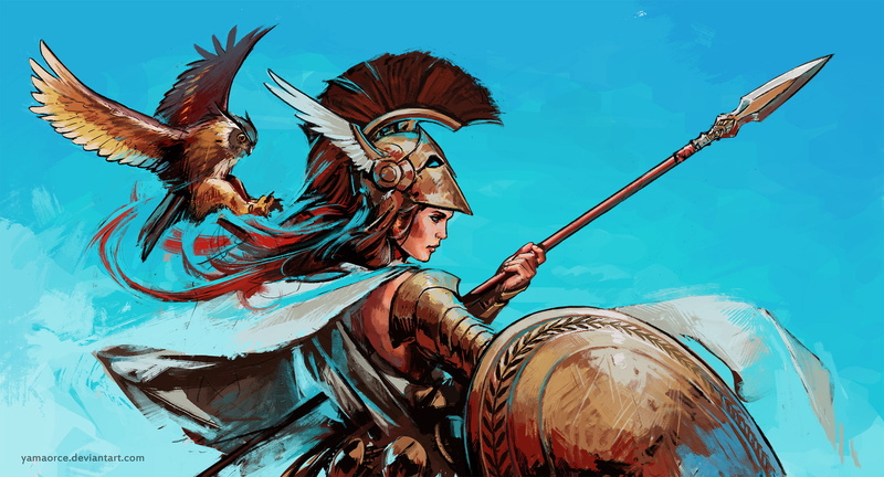 1080P, Athena, artwork, warrior