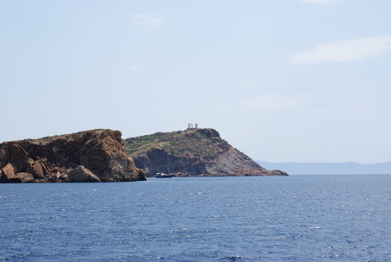sky, scenics - nature, beauty in nature, land, sounion, solid, sea, outdoors, 4K, water, tranquil scene, rock - object, greece, cape sounion, day, waterfront