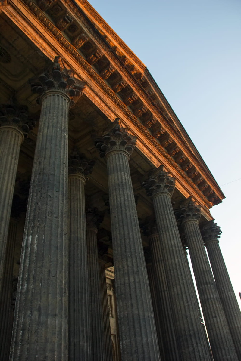 clear sky, exterior, kazanskiy, kazan, architectural, sky, building exterior, low angle view, christians, saint-petersburg, colonnade, built structure