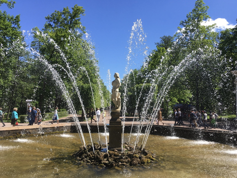 art and craft, nature, flowing water, castle park, outdoors, 4K, splashing, art, sankt petersburg, plant, water games, sky, travel destinations, peterhof