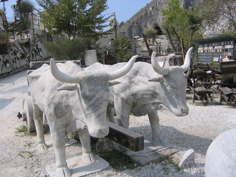domestic animals, Quarry, outdoors, statue, representation, vertebrate, animal, rock, Carrara, plant, day, carrara, 1080P, animal wildlife, sculpture