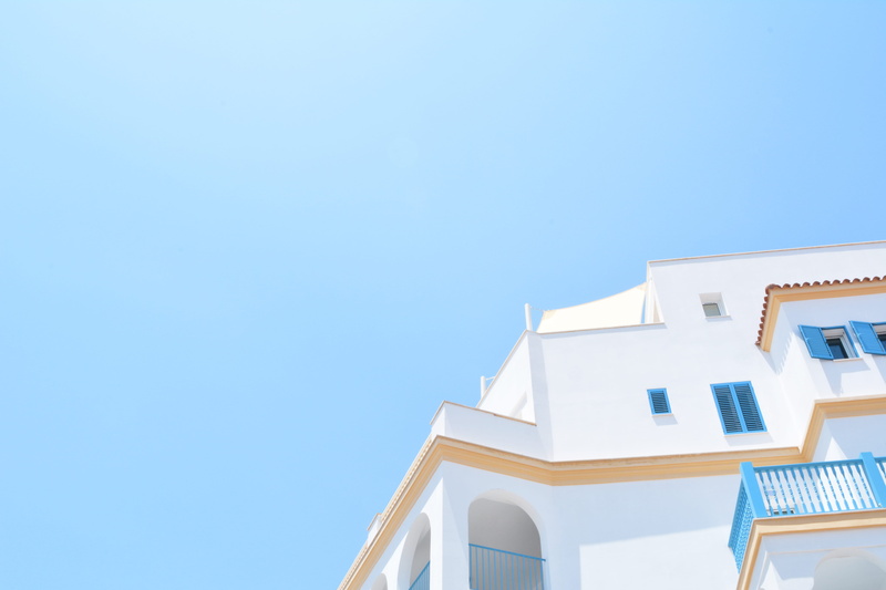 Limassol Marina, residential district, white, whitewashed, modern, low angle view, built Structure, luxury, balcony, copy space, outdoors, white color