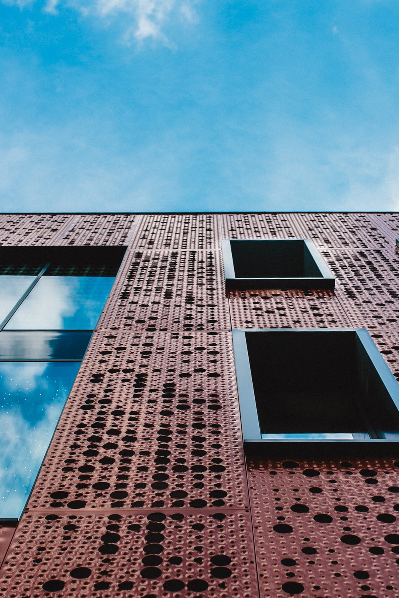 reflection, window, tall - high, building, 1080P, old town, cloud - sky, low angle view, nature, pattern, street, residential district, directly below