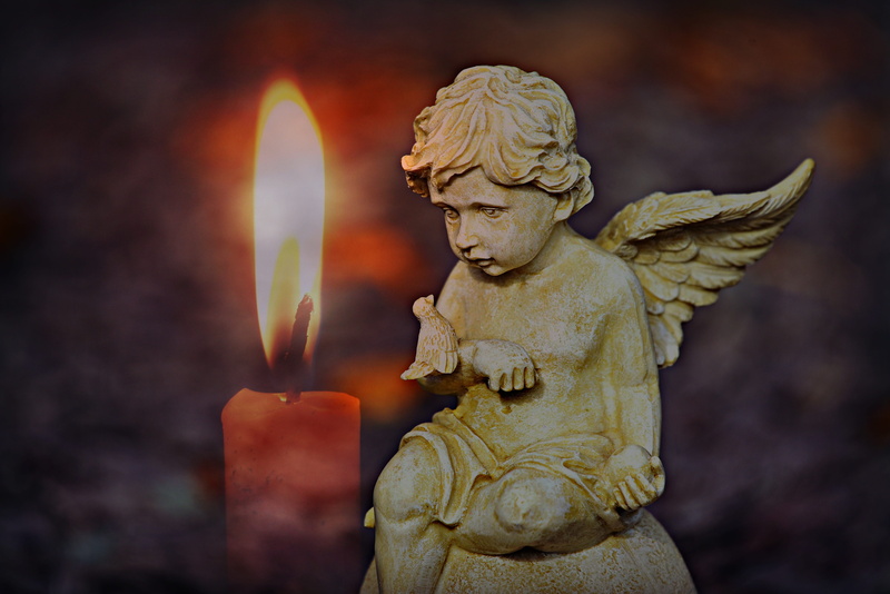sculpture, female likeness, angel, heaven, art and craft, no people, grave, cemetery, candle, representation, human representation, craft, stone, wings