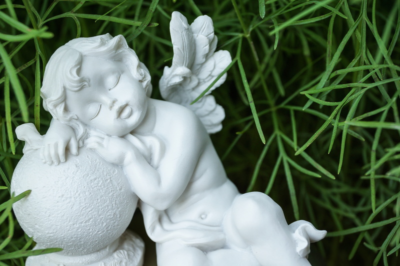 close-up, creativity, human representation, 5K, angel, plant, day, male likeness, belief, white color, statue, sculpture, marble statue, spirituality