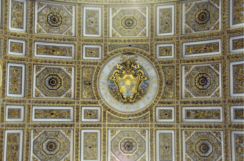 low angle view, st-pierre, day, built structure, shape, ceiling, clock, pattern, travel destinations, backgrounds, rome, full frame, creativity, geometric shape