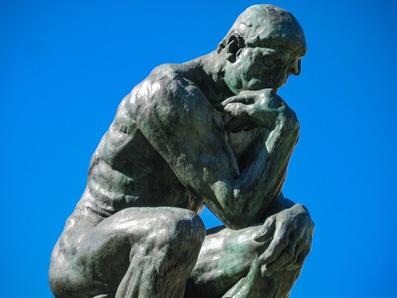 france, blue, male likeness, art and craft, low angle view, 1080P, representation, rodin museum, monument, outdoors, no people, human representation, nature