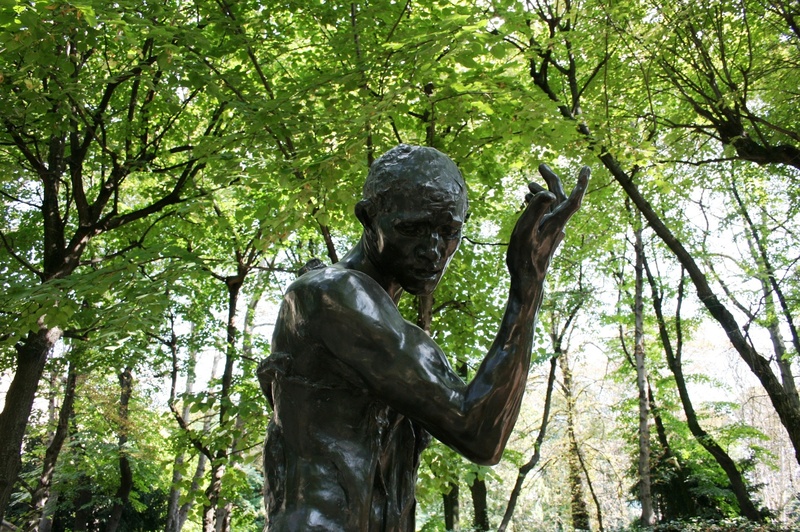 forest, art and craft, famous Place, 1080P, rodin museum, statue, low angle view, representation, green color, craft, sculpture, nature, land, paris, branch