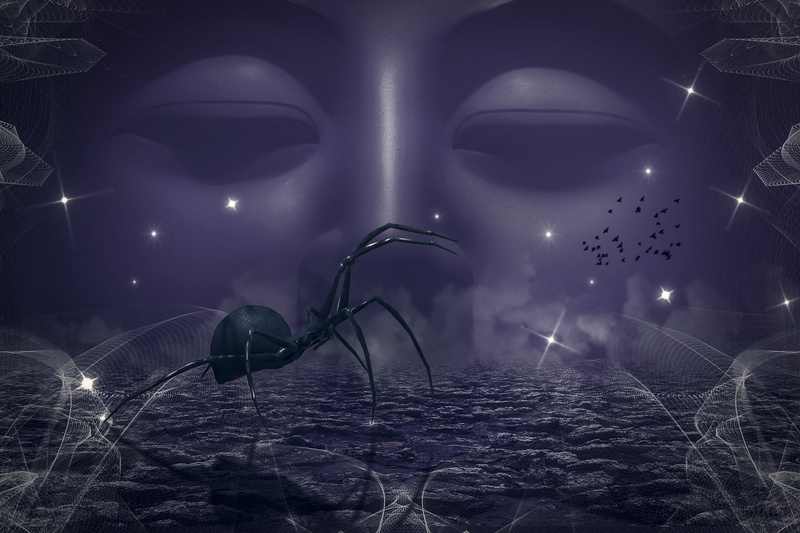 nature, light - natural phenomenon, spider, electrical equipment, arts culture and entertainment, digital composite, lighting equipment, indoors, light