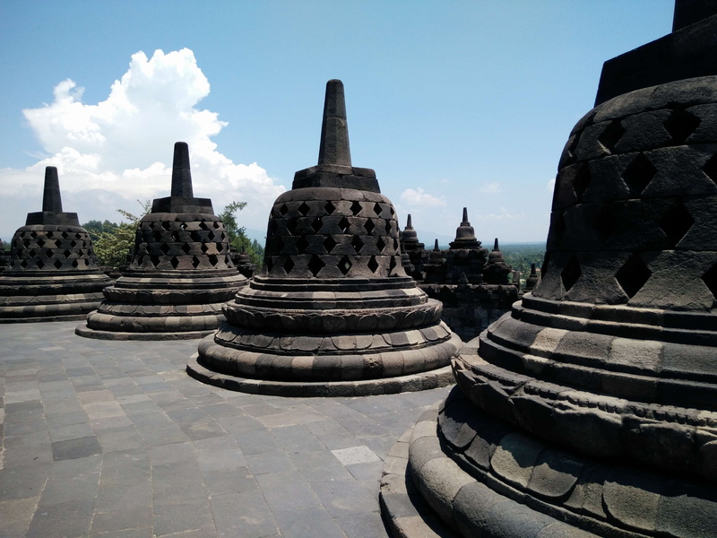 carving, building, solid, sky, ancient civilization, no people, day, history, architecture, stone material, nature, borobudur temple, ancient, the past