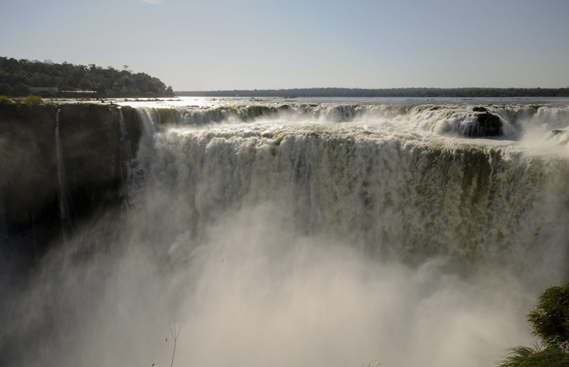 nature, motion, argentina, land, water, scenics - nature, day, brazil, sport, flowing water, iguasu, stream, sea, sky, waterfall, blurred motion, clear sky
