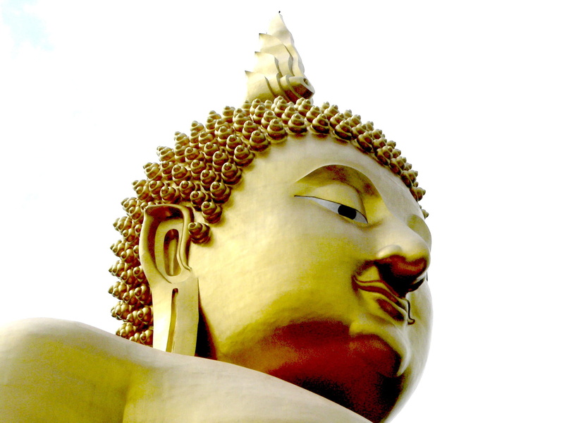 Buddah, Buddhism, built structure, white background, 1080P, spirituality, art and craft, Asia, religion, idol, architecture, gold, no people, male likeness