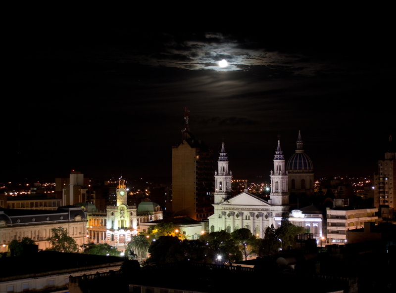 city, belief, architecture, skyscraper, outdoors, centro, Argentina, entrerios, religion, no people, illuminated, catedral, Night, sky, cityscape, building