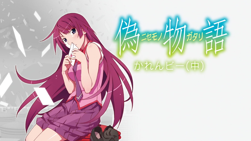 school uniform, purple hair, Senjougahara Hitagi, Monogatari Series, white skin, white background, anime, 1080P, anime girls