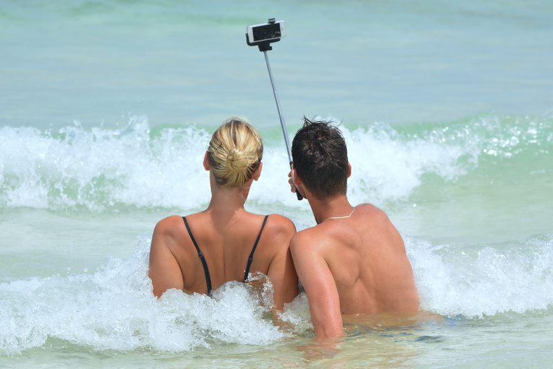 ocean, women, self portrait, torque, body, waves, men, travel, beach, nature, photo, leisure activity, shirtless, two people, vacations, selfie, summer