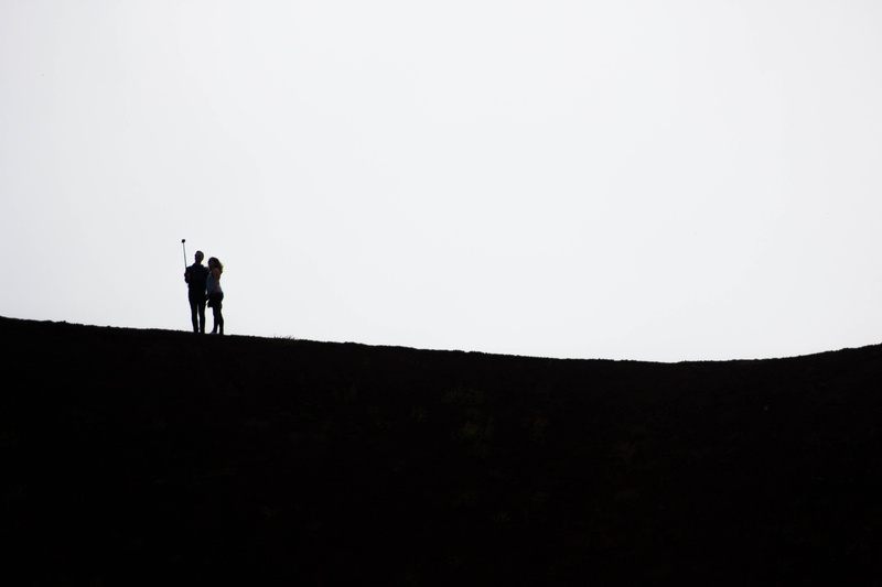 sky, clear sky, nature, silhouette, real people, togetherness, fog, people, blackandwhite, full length, 5K, land, bonding, copy space, men, outdoors, mountain