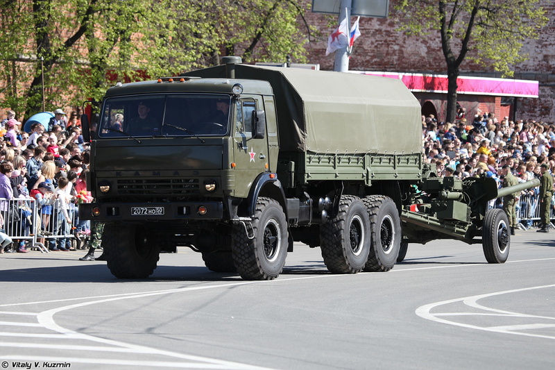 military, russia, kamaz 43114, 2014, 4000x2667, 100mm, mt 12r, russian, truck, day, gun, army, victory, 4K, parade in nizhny novgorod, red star