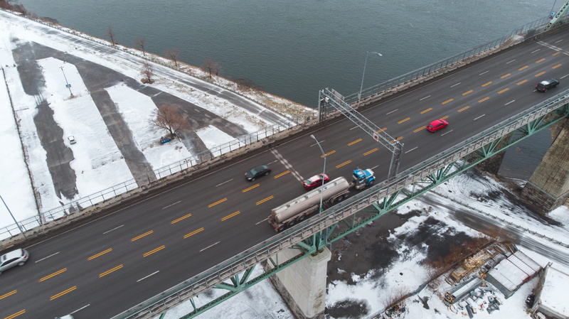 asphalt, steel, street, moving, truck, above, cold temperature, 4K, day, cars, fast, travel, mode of transportation, no people, land vehicle, montréal