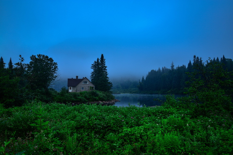park, landscape, fog, cartier, jacques, house, 2K, national, trees, river
