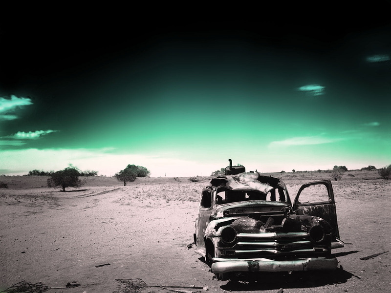 copy Space, sunlight, Saitoti, pick-up Truck, 4x4, driving, car, past, sky, fatigue, classic, travel, old, street, desert, rusty, black And White, machine
