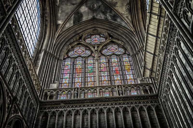 notre-dame, architecture and art, church, gothic, bayeux, arched, religion, architectural column, dom, place of worship, spirituality, glass, historically
